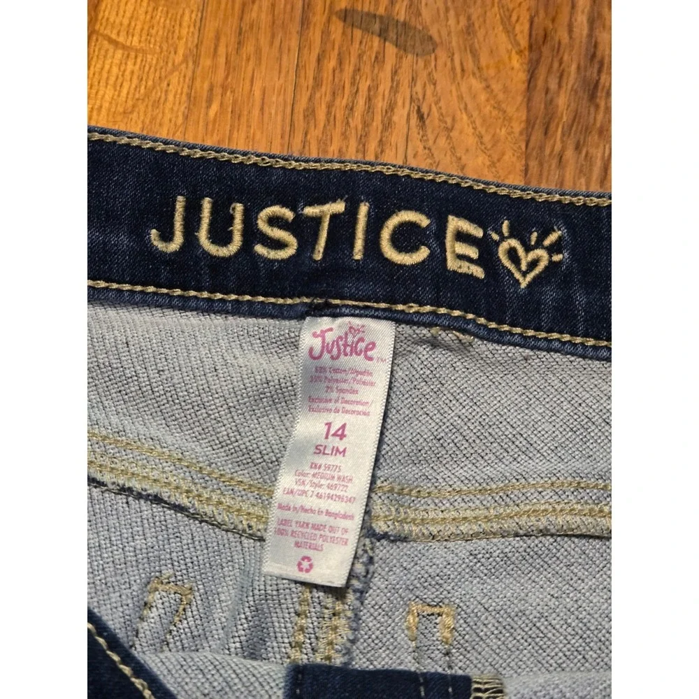 Justice Girls 14 Slim Blue Denim‎ Medium Wash Pull On Stretch Jeggings Jeans